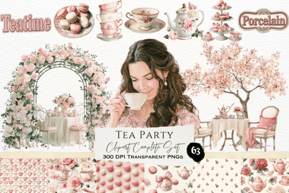Download Tea Party Watercolor Clipart Set - Watercolor Collection