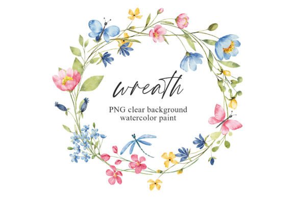 Download Wreath, Watercolor Flowers, Butterflies - Watercolor Collection