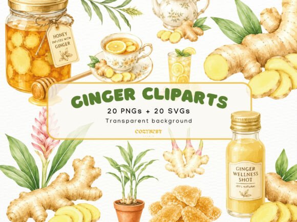Download Ginger Watercolor Cliparts Botanical PNG - Watercolor Collection
