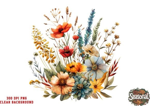 Download Boho Flowers Bouquet Watercolor Clipart - Watercolor Collection