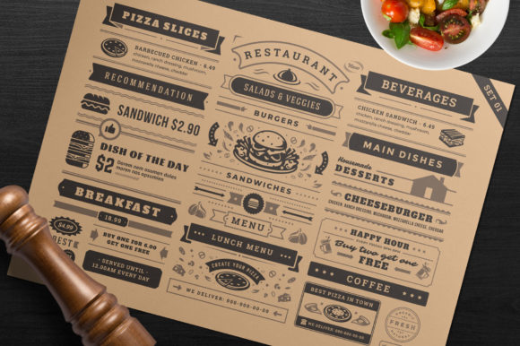 Download Restaurant Menu Typographic Elements - Menu Collection
