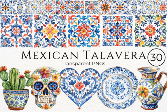 Download Mexican Talavera Watercolor Cliparts - Watercolor Collection
