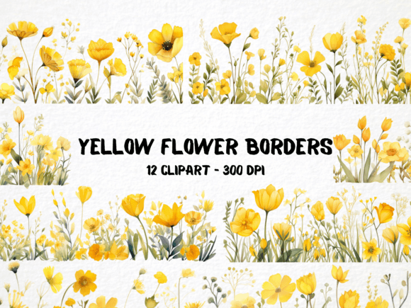 Download Watercolor Yellow Flower Borders - Watercolor Collection
