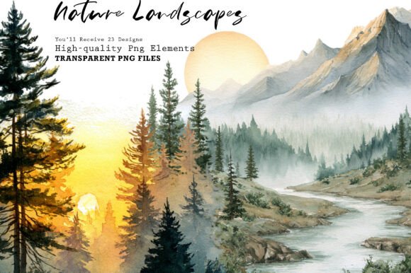 Download Watercolor Nature Landscapes PNG Clipart - Watercolor Collection